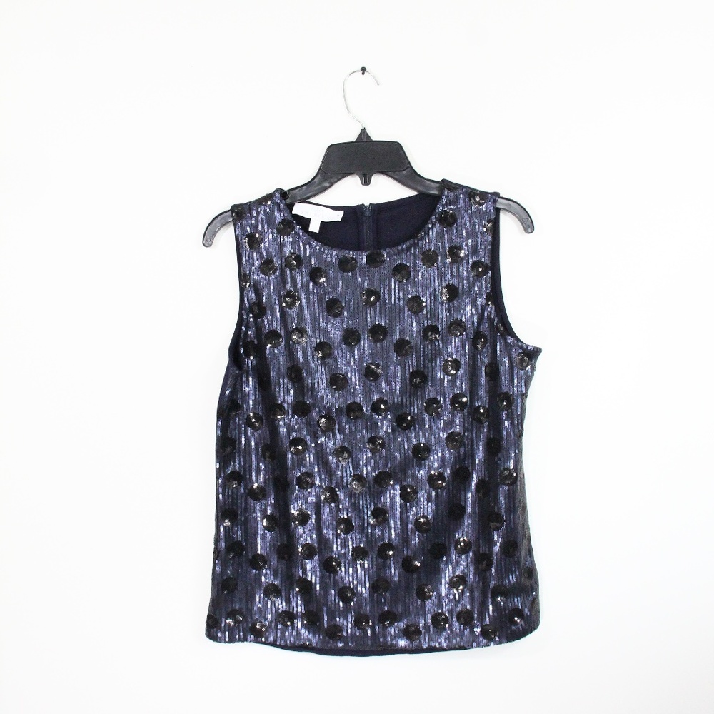 Talbots Tank Top NEW Small Women Sleeveless Shirt Dressy Blouse Polka Dot sequin